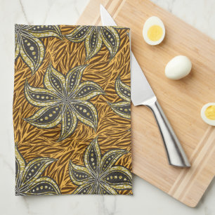 Paño De Cocina Estilo de Batik Floral Resumen Africano