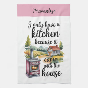 Paño De Cocina Estilo de cabaña estufa retro divertida cita perso