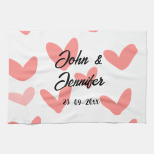 Paño De Cocina estilo de texto minimalista simple blanco corazón