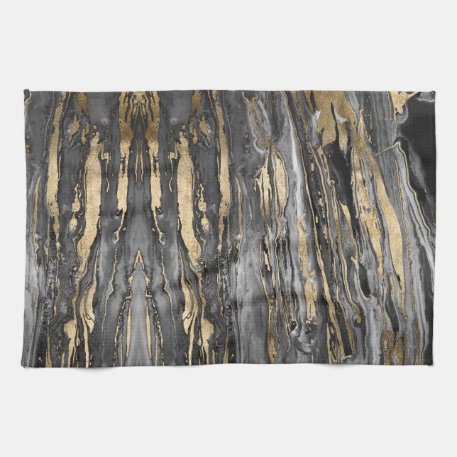 Paño De Cocina Estilo Gris Gold Abstract Marble (Horizontal)
