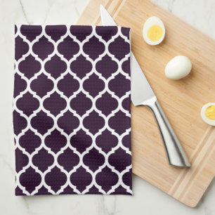 Paño De Cocina Estilo Plum Purple Patrón Cuatrofoils Marroquí