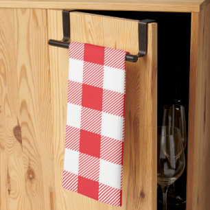Paño De Cocina Estilo Premium Rojo y Blanco a Cuadros