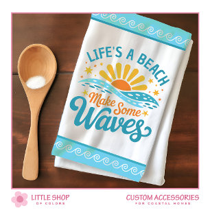 Paño De Cocina Estilo Retro La Vida es una Playa Personalizable
