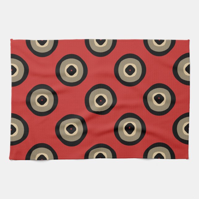 Paño De Cocina Estilo retro - Patrón negro y rojo (Horizontal)