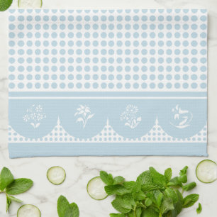 Paño De Cocina estilo retro vintage cielo azul polka punto scallo
