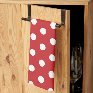 Paño De Cocina Estilo rojo con punto blanco sólido