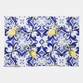 Paño De Cocina Estilo siciliano, limones, majólica