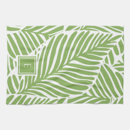 Paño De Cocina Estiloso patrón de hojas de monograma