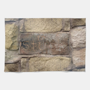 Paño De Cocina "Estoy atascado" otro ladrillo en la pared