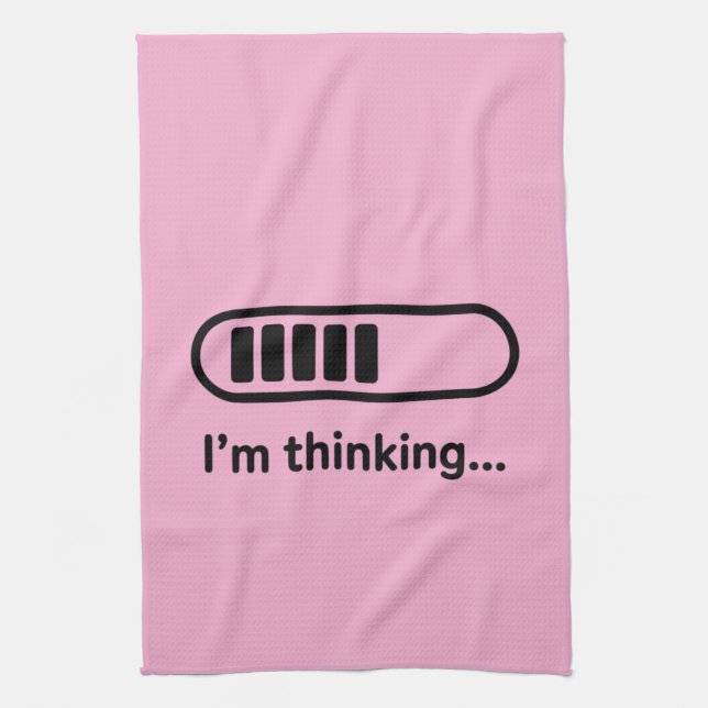 Paño De Cocina Estoy Pensando... Barra de Progreso Rosa Minimalis (Vertical)