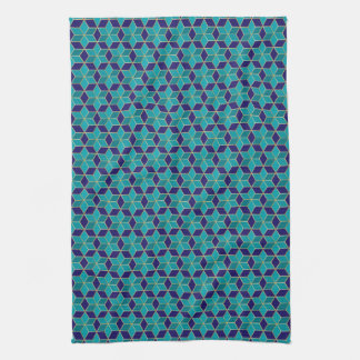 Paño De Cocina Estrella azul y turquesa de David Tessellación