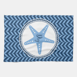 Paño De Cocina Estrella de mar azul náutico costera