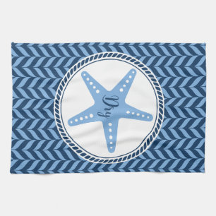 Paño De Cocina Estrella de mar azul náutico costera