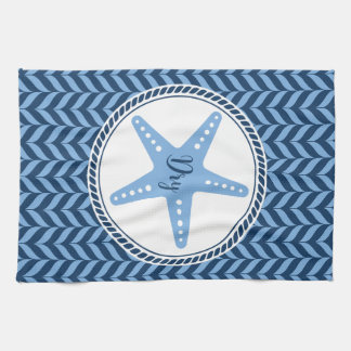 Paño De Cocina Estrella de mar azul náutico costera
