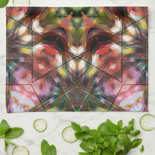 Paño De Cocina Estrella de salmón rojizo caleidoscopio de estilo 