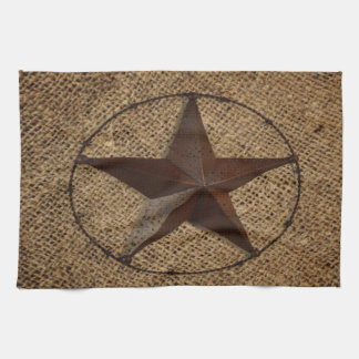 Paño De Cocina Estrella de Texas Rústica Burlap Primitiva del Paí