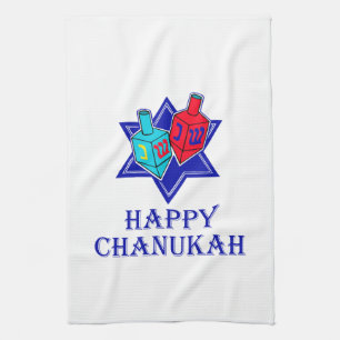 Paño De Cocina Estrella feliz y Dreidel de Chanukah