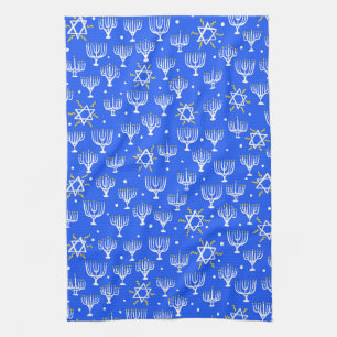 Paño De Cocina Estrella Menorah de David Hanukkah Patrón Blanco A
