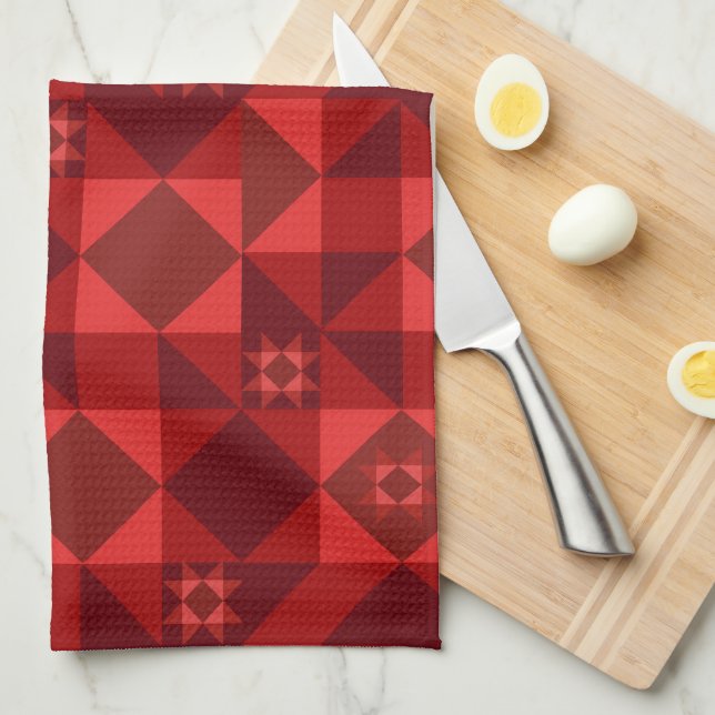 Paño De Cocina Estrella nórdica roja brillante (Doblado Cuarto)