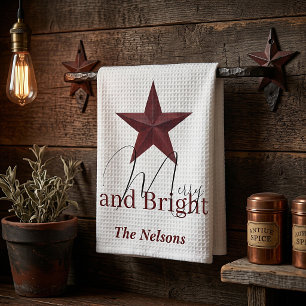 Paño De Cocina Estrella rústica Alegre y Brillante personalizada