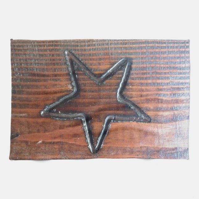 Paño De Cocina Estrella rústica quemada en la pirografía de la me (Horizontal)