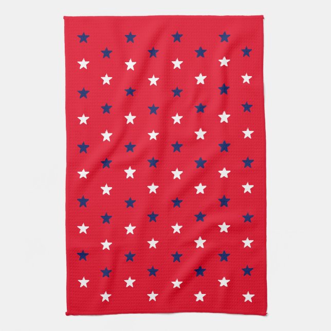 Paño De Cocina Estrellas azul marino rojo estrellas patrióticas e (Vertical)