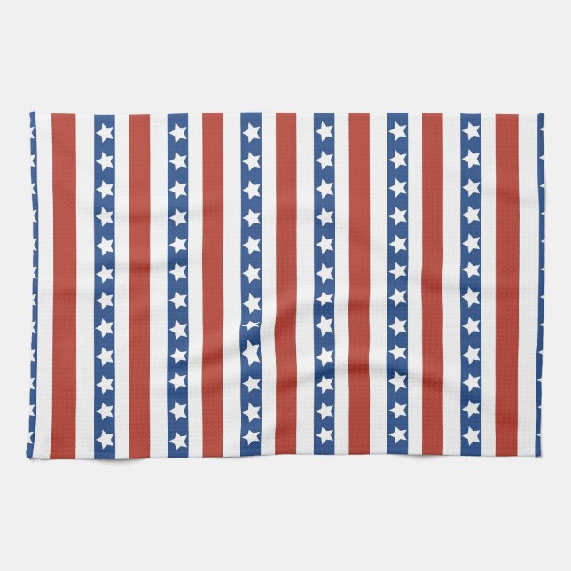 Paño De Cocina Estrellas azules rojas patrióticas y libertad de t (Horizontal)