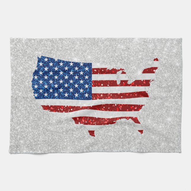 Paño De Cocina Estrellas de bandera de Estados Unidos y rayas Pur (Horizontal)