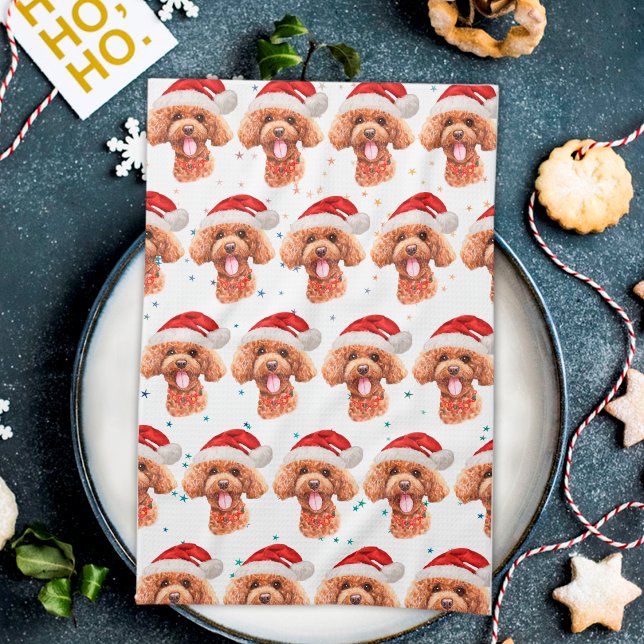 Paño De Cocina Estrellas de Navidad de la raza de perro Caniche (Subido por el creador)