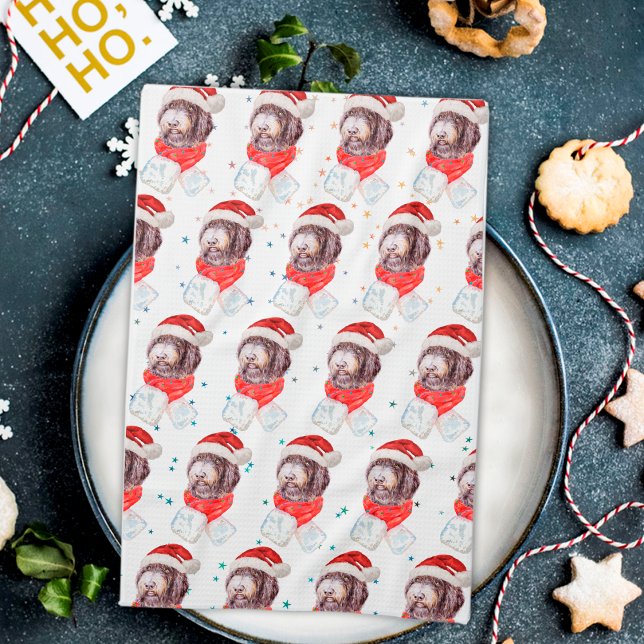 Paño De Cocina Estrellas de Navidad de la raza de perro Newfypoo (Subido por el creador)