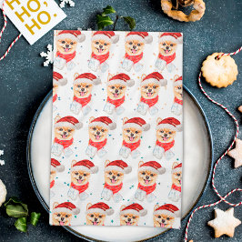 Paño De Cocina Estrellas de Navidad de la raza de perro Pomerania