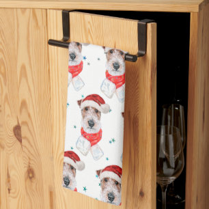 Paño De Cocina Estrellas de Navidades de raza de perro de Fox Ter