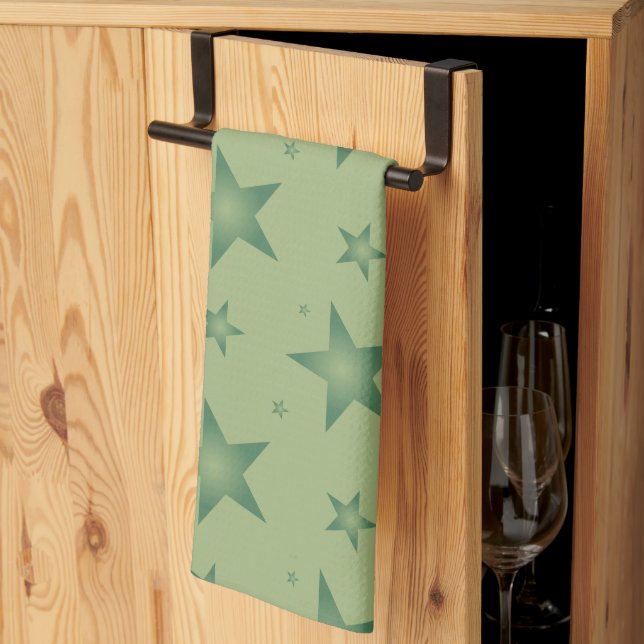 Paño De Cocina Estrellas de olivo elegantes y sofisticadas sobre  (Pliegue de tercios)