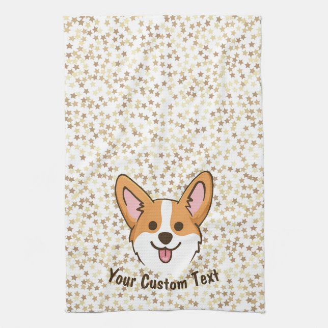 Paño De Cocina Estrellas de perro de cachorro galés personalizada (Vertical)