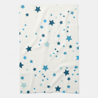 Paño De Cocina Estrellas en múltiples tonos azules sobre blanco