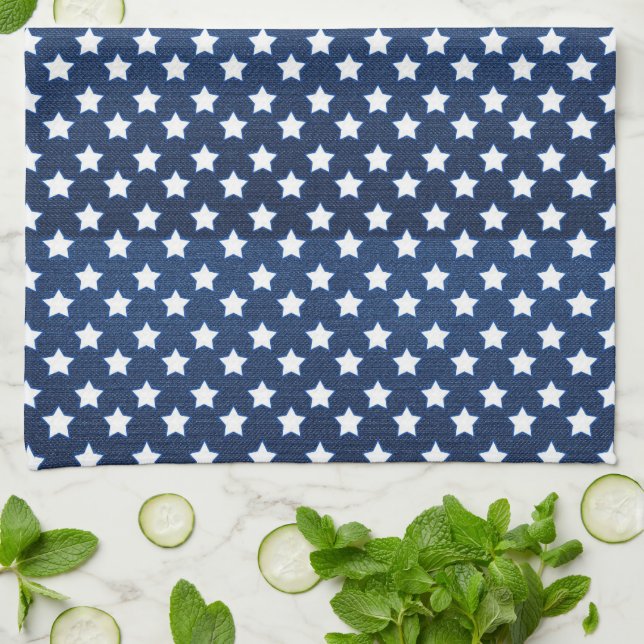 Paño De Cocina Estrellas estadounidenses blancas (Doblado)