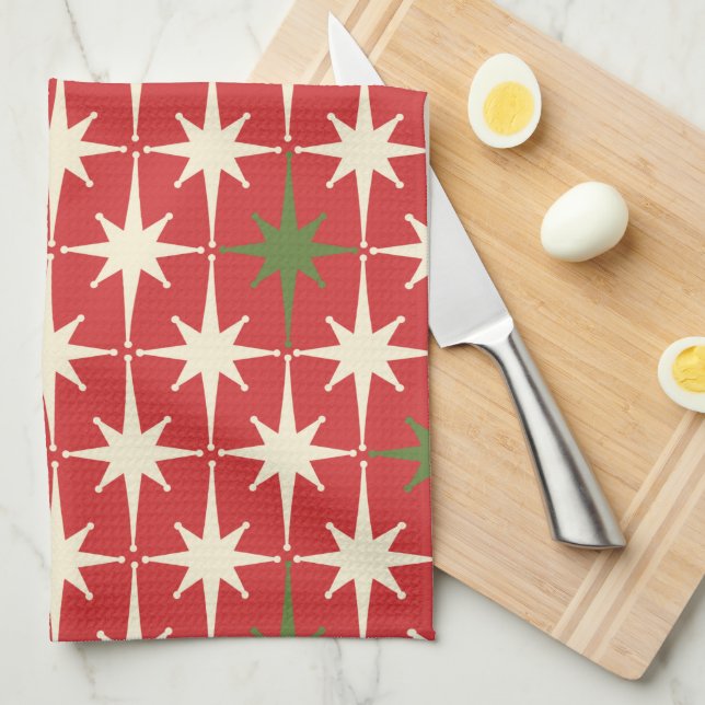 Paño De Cocina Estrellas modernas de Navidades atómicos retro de  (Doblado Cuarto)