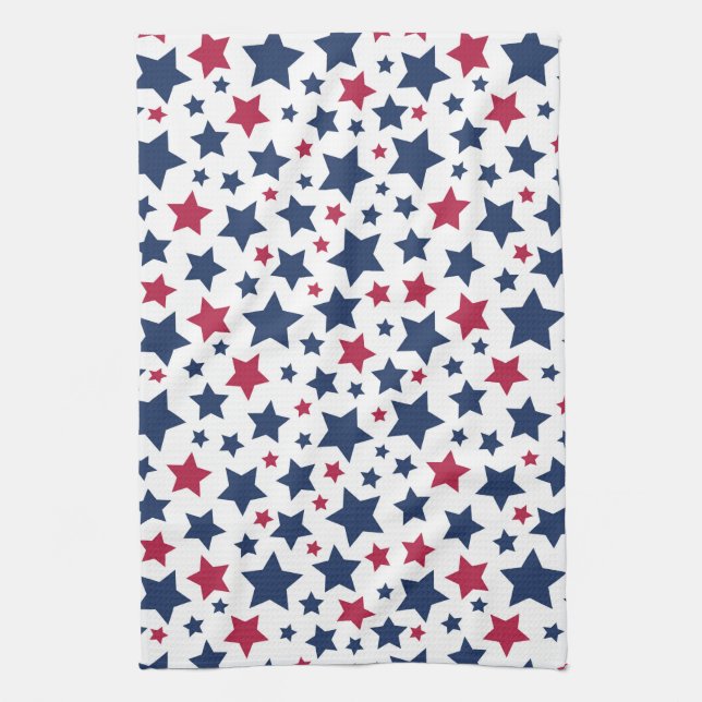 Paño De Cocina Estrellas rojas y azules - Patrón de bandera estad (Vertical)