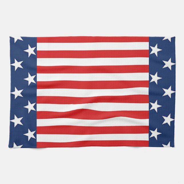 Paño De Cocina Estrellas y bandas de bandera patrióticas estadoun (Horizontal)