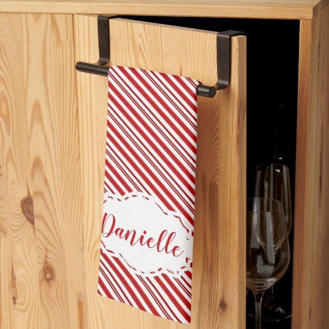 Paño De Cocina Estriba de caramelo de menta personalizada (Pliegue de tercios)