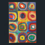 Paño De Cocina Estudio de color | Wassily Kandinsky<br><div class="desc">Pintura de arte fino titulada Estudio del color,  plazas con círculos concéntricos (1913) por el artista ruso Wassily Kandinsky. El arte original es un colorido estudio abstracto hecho con acuarela,  gouache y crayón en papel. Utilice las herramientas de diseño para agregar texto personalizado o personalizar la imagen.</div>