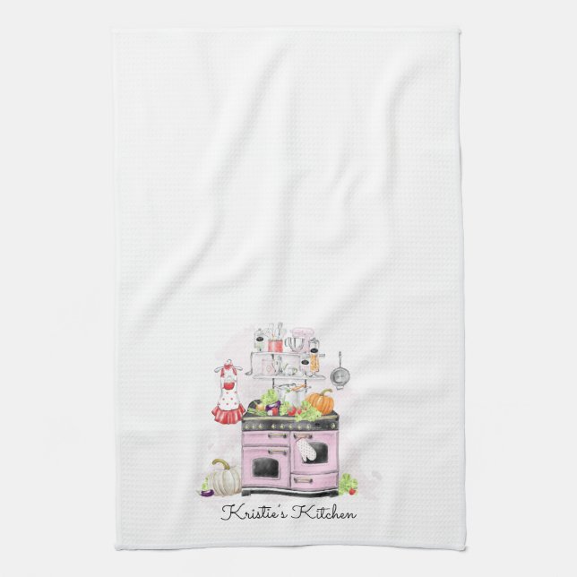 Paño De Cocina Estufa personalizada del rosa de la cocina (Vertical)