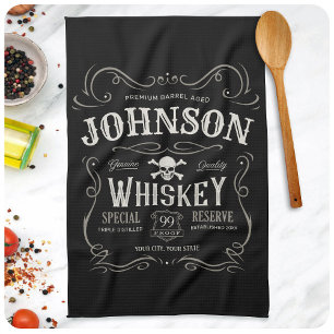 Paño De Cocina Etiqueta de Whiskey antigua barra de licor de époc