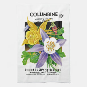 Paño De Cocina Etiqueta del paquete de la semilla de Columbine