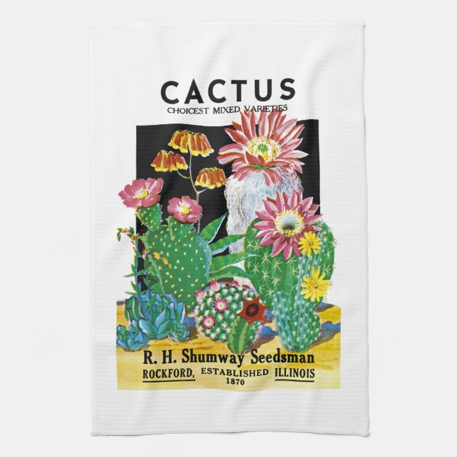 Paño De Cocina Etiqueta del paquete de semillas de Cactus (Vertical)