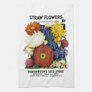 Paño De Cocina Etiqueta del paquete de semillas de flores de paja
