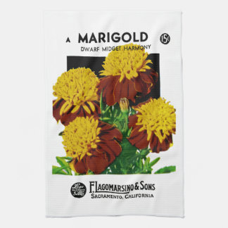 Paño De Cocina Etiqueta del paquete de semillas de Marigold