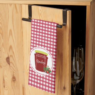 Paño De Cocina Etiqueta editable de jamón rojo y blanco de Gingha