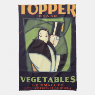 Paño De Cocina Etiqueta Vegetable de topper, romance Art Déco