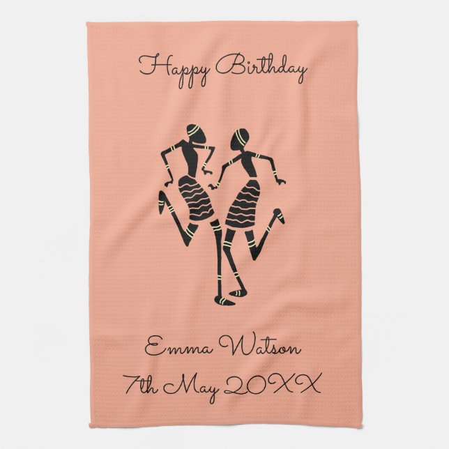 Paño De Cocina Étnica, arte africano, baile de carnaval (Vertical)